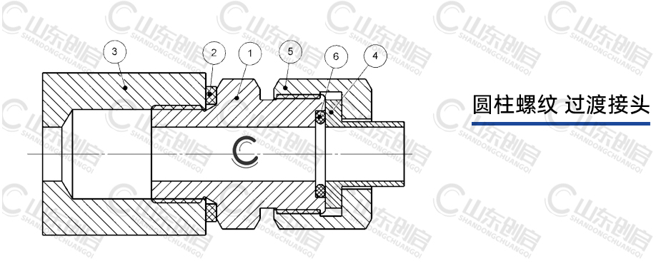 圓柱螺紋過渡接頭安裝示例圖
